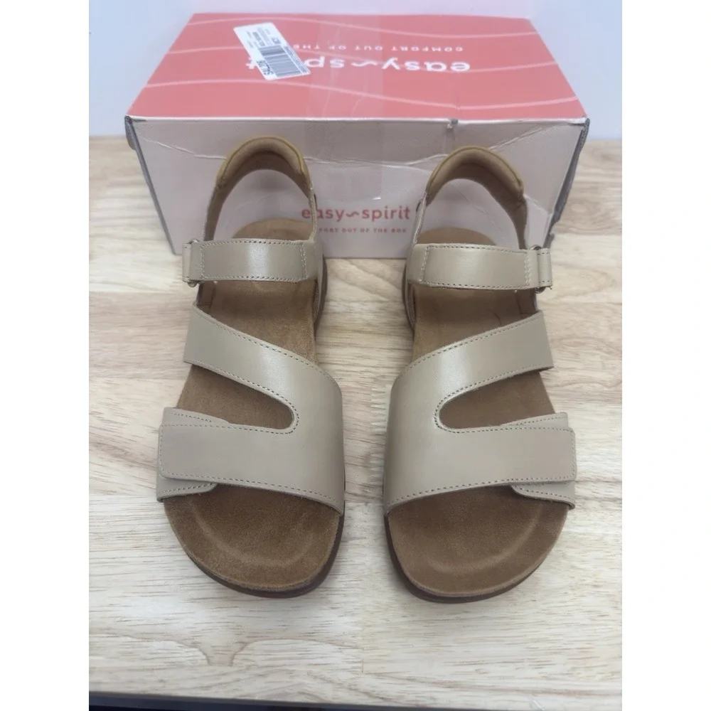 Easy Spirit Mavey Women's Sandal Light Natural Leather Size 6.5 New In‎ Box #29